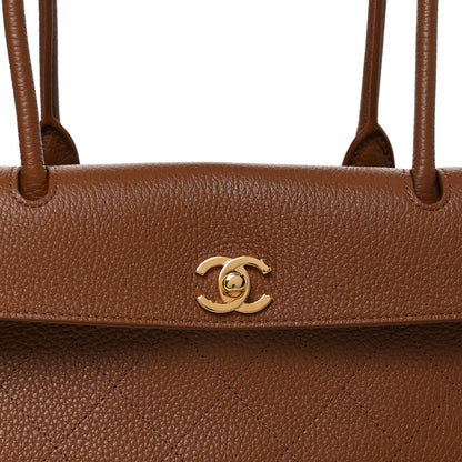 Chanel Grained Calfskin Stitched Urban Essentials Small Shopping Bag Camel 7 of 9