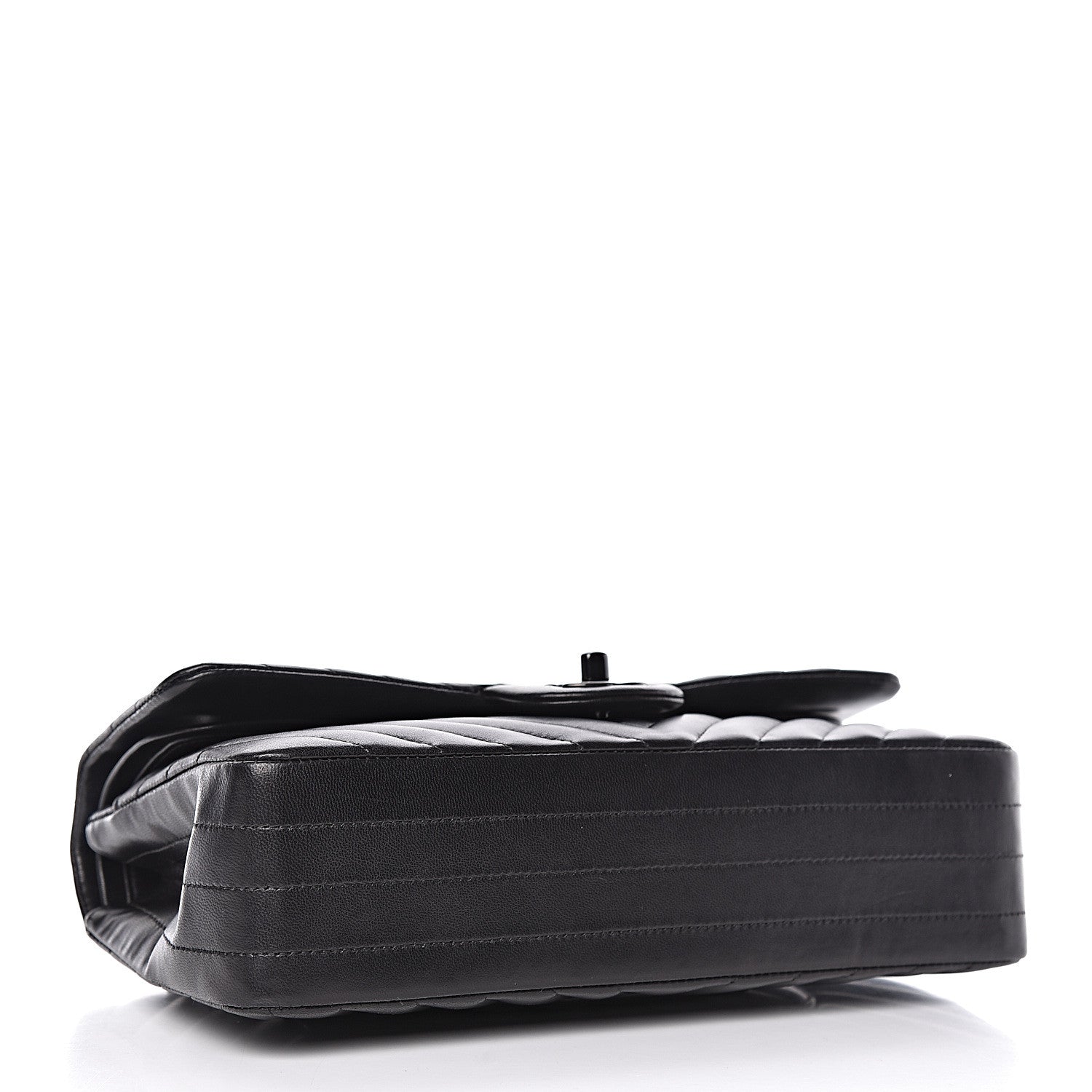 Chanel Lambskin Chevron Quilted Medium Double Flap So Black 4 of 11