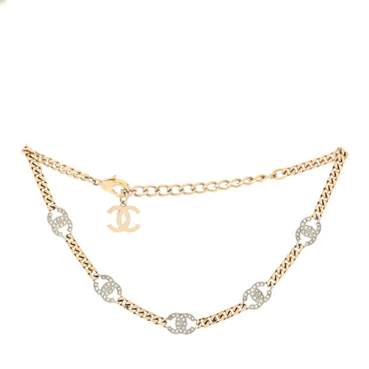 Chanel Crystal Chain CC Link Choker Gold Silver 1 of 4