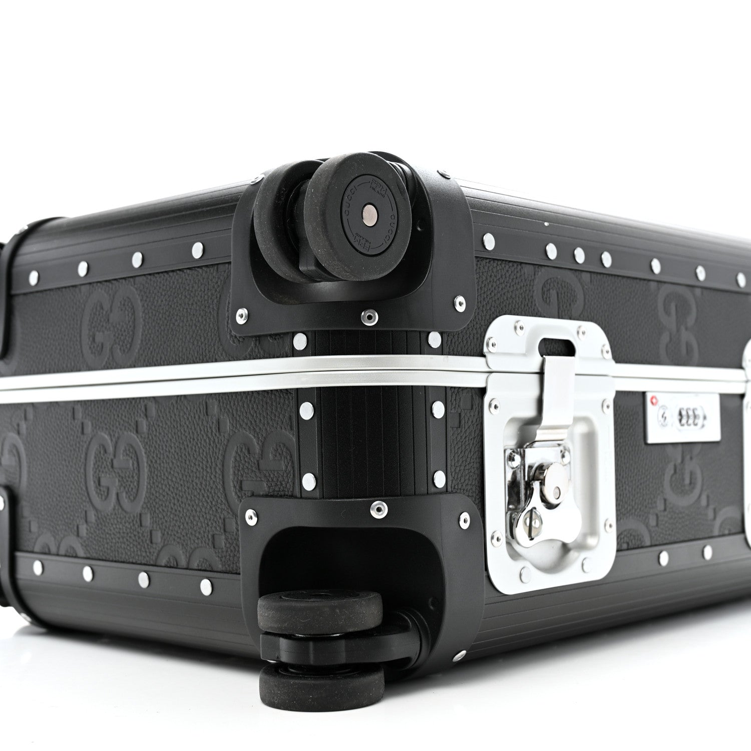 Gucci Aluminum GG Piuma Calfskin Jumbo GG Embossed Porter Cabin Plus Trolley Black 9 of 11