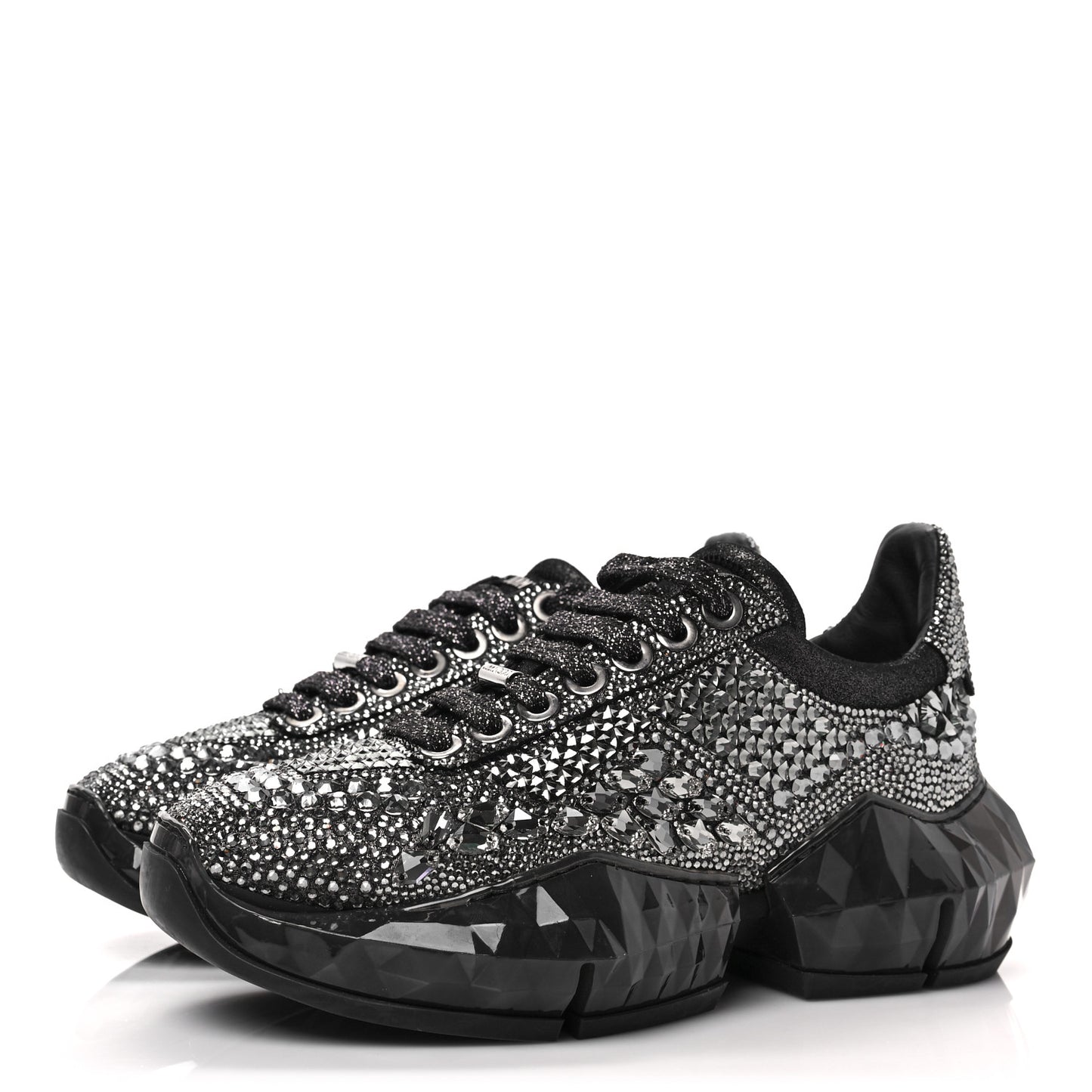 Crystal Womens Diamond F Low Top Sneaker 36.5 Black