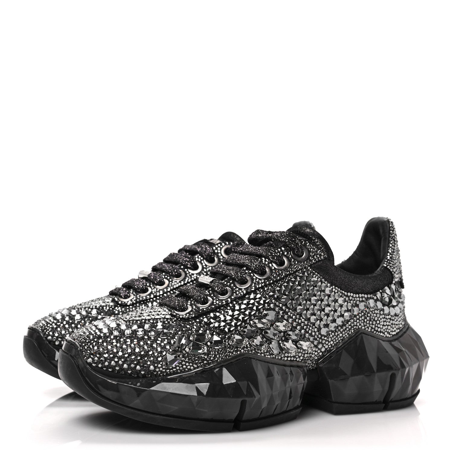 Jimmy Choo Crystal Womens Diamond F Low Top Sneaker 36.5 Black 3 of 8