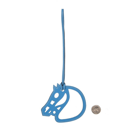 Hermes Swift Paddock Cheval Horse Bag Charm Bleu Zanzibar 2 of 4
