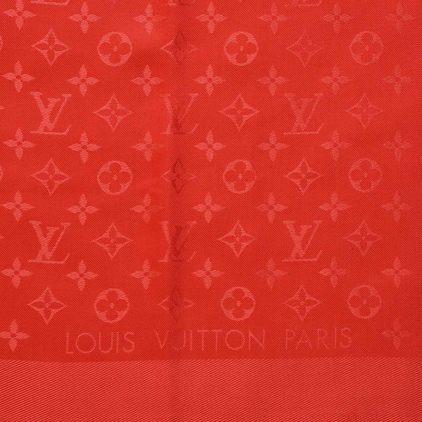 Silk Wool Monogram Shawl Coquelicot