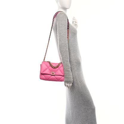 Chanel Shiny Lambskin Quilted Medium Chanel 19 Flap Neon Pink 2 of 11
