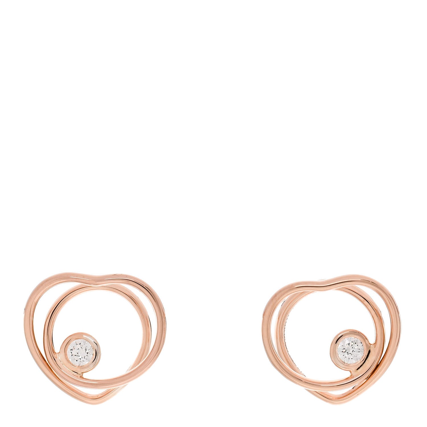 Hermes 18K Rose Gold Diamond TPM Vertige Coeur Earrings 1 of 5