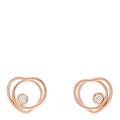 Hermes 18K Rose Gold Diamond TPM Vertige Coeur Earrings 1 of 5