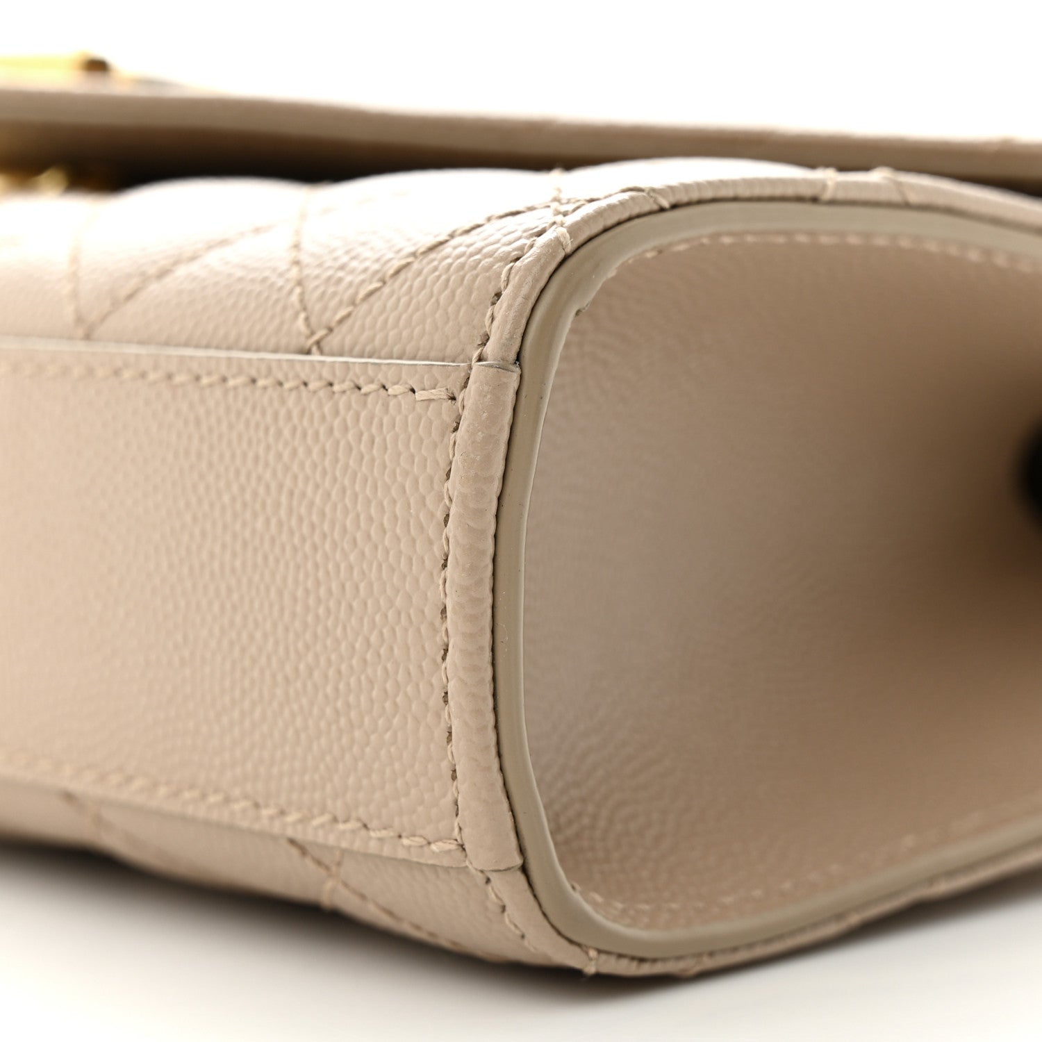Saint Laurent Grain De Poudre Textured Mixed Matelasse Triquilt Small Monogram Satchel Dark Beige 9 of 9