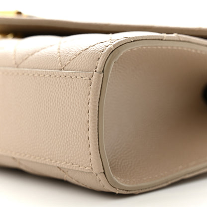 Saint Laurent Grain De Poudre Textured Mixed Matelasse Triquilt Small Monogram Satchel Dark Beige 9 of 9