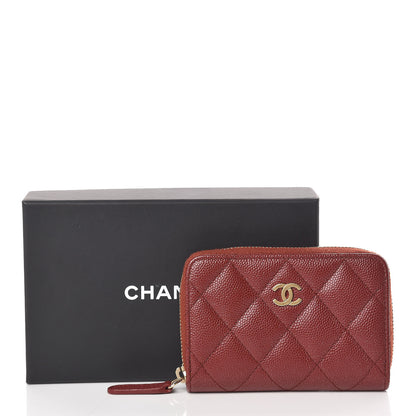 Chanel Iridescent Caviar Quilted Zip Coin Purse Burgundy 8 of 8