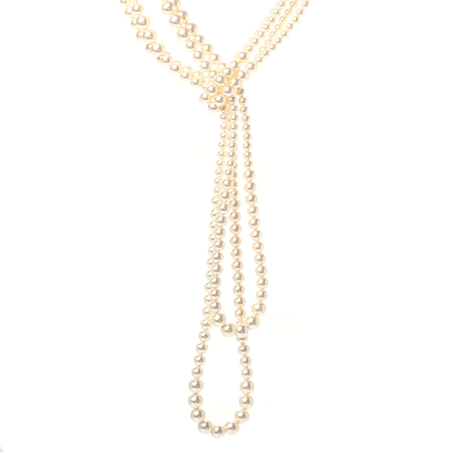 Chanel Pearl CC Multi Strand Long Necklace Light Gold 1 of 4