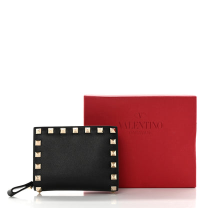 Valentino Garavani Vitello Rockstud Compact Zip Around Wallet Black 7 of 7