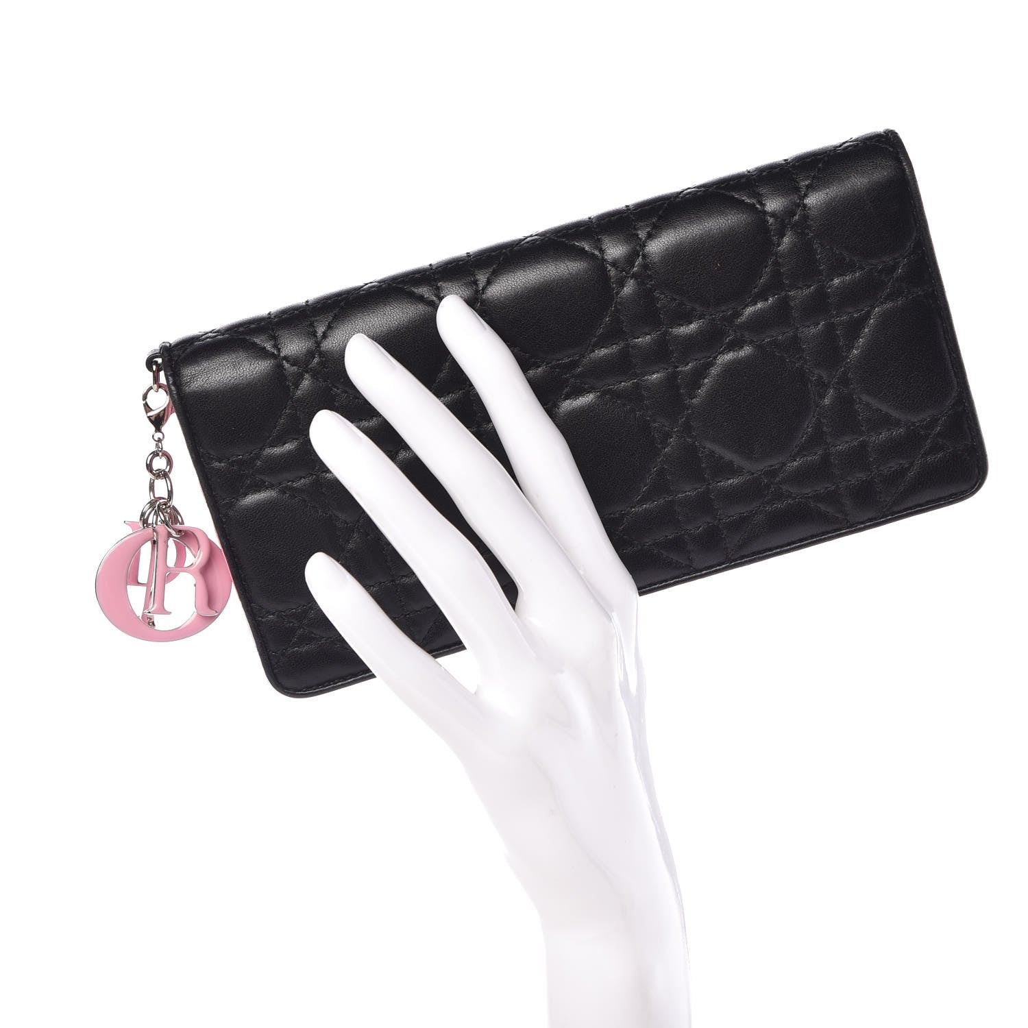 Christian Dior Lambskin Cannage Rendezvous Wallet Black 2 of 12