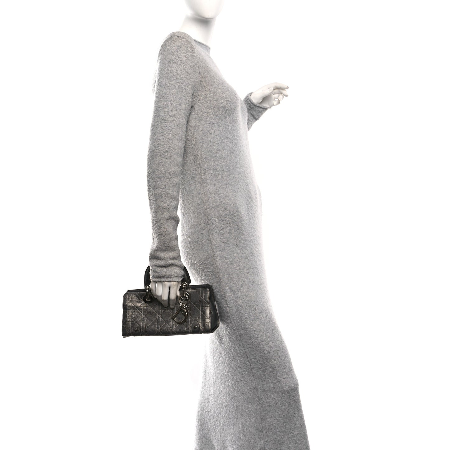 Metallic Calfskin Cannage Stitched Small East West Lady Dior Bronze