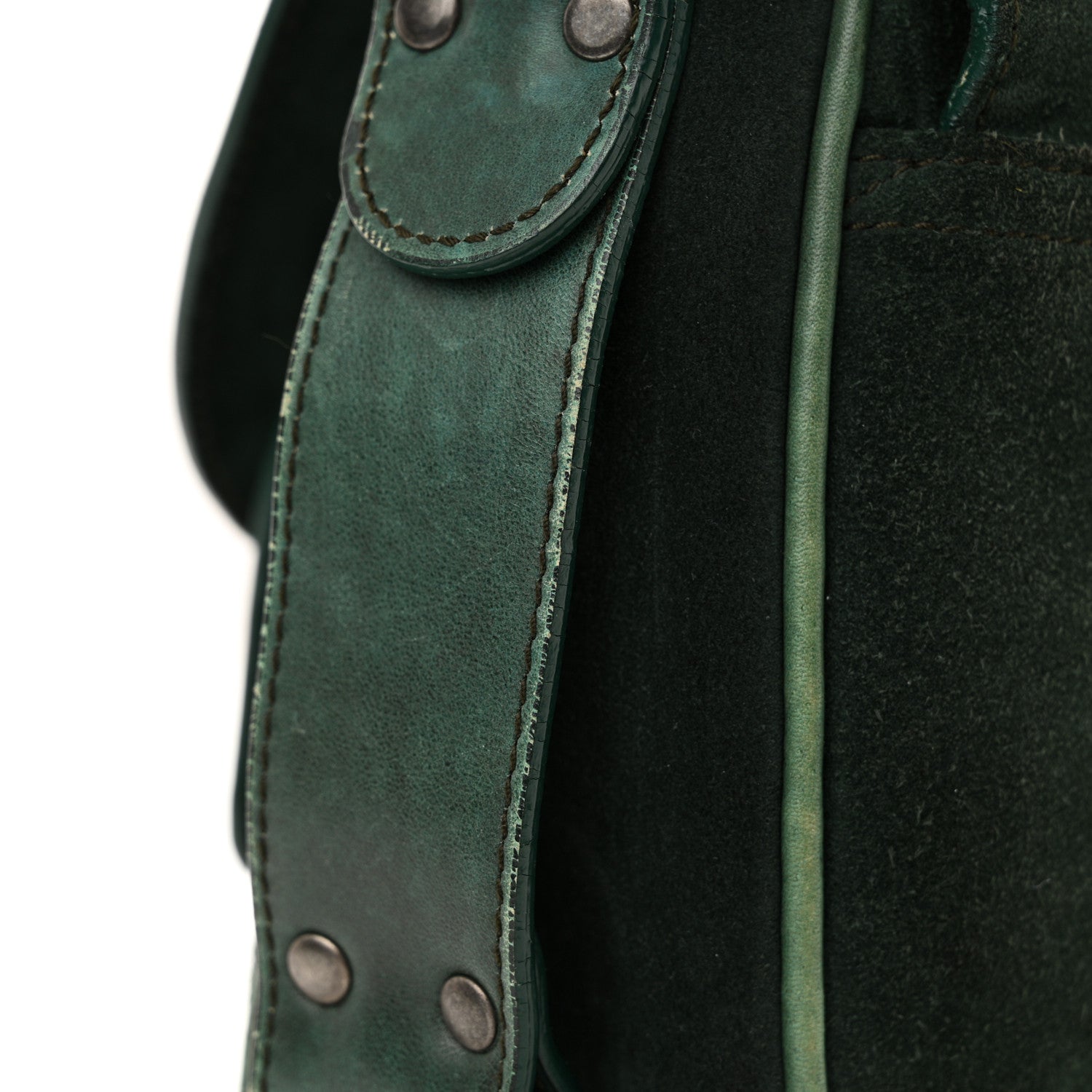 Christian Dior Suede Calfskin Medium Gaucho Double Saddle Green 14 of 18