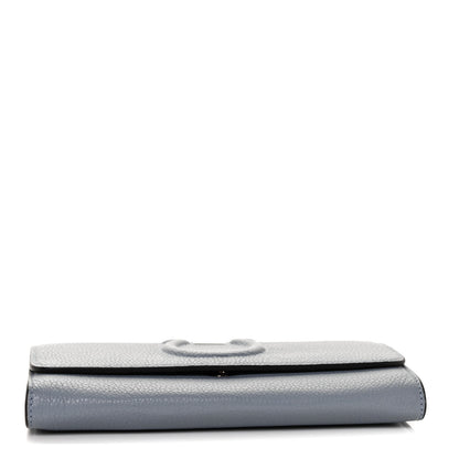 Salvatore Ferragamo Grained Calfskin City Wallet On Chain Stormy Sky 3 of 8