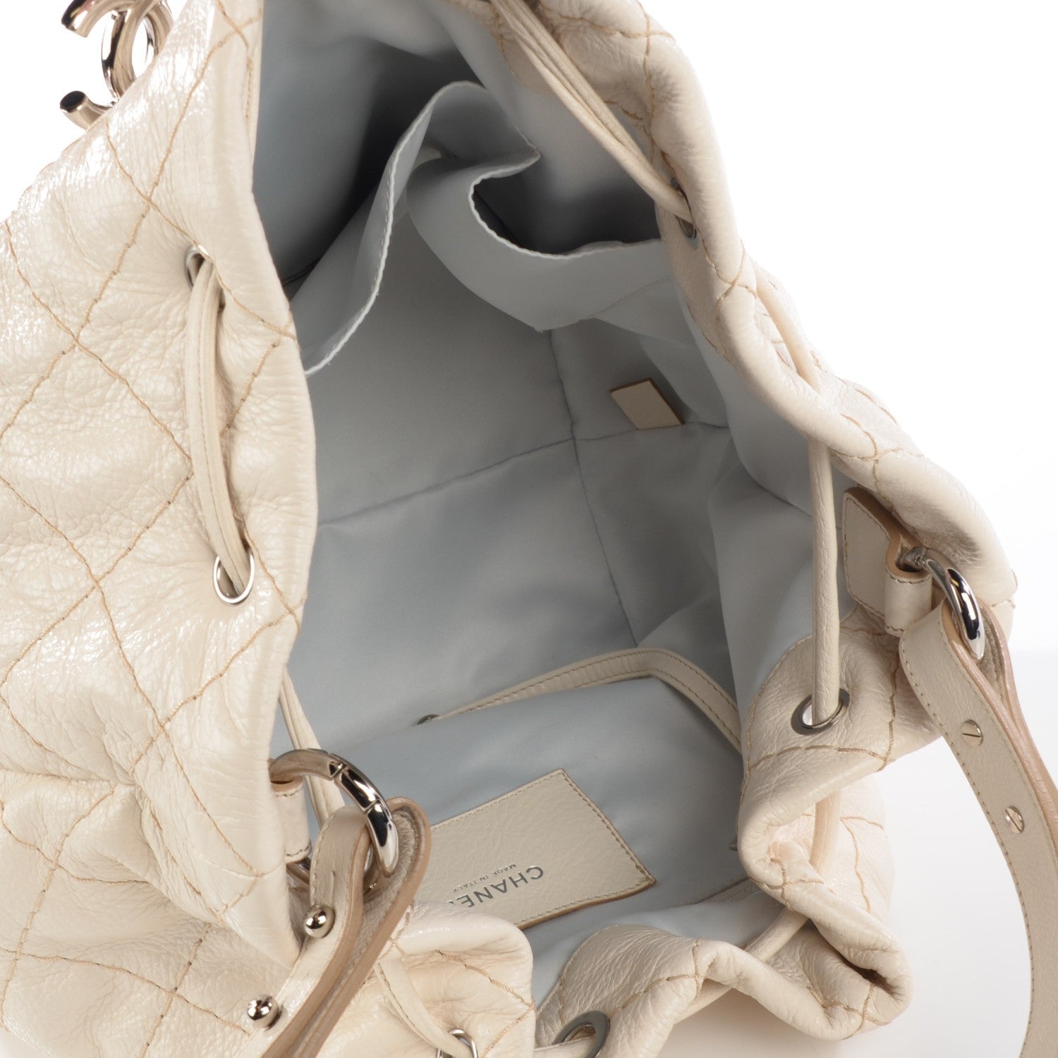 Chanel Glazed Calfskin On The Road Drawstring Tote Ivory 5 of 9