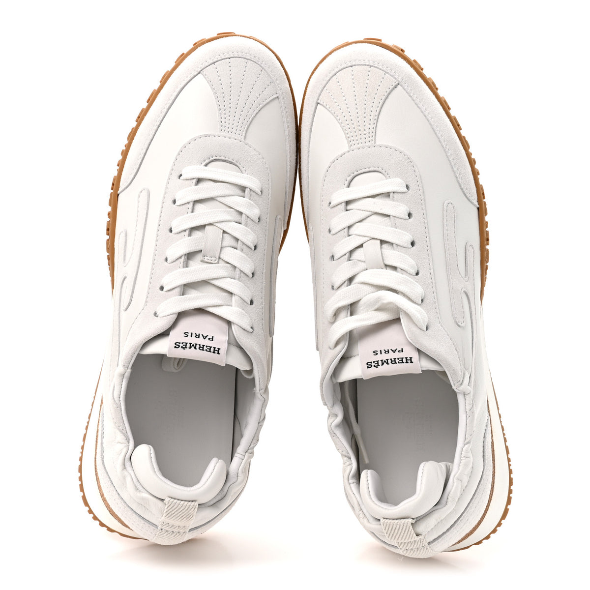 Hermes Nappa Suede Goatskin Womens Jet Sneakers 40.5 White 2 of 11