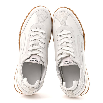Hermes Nappa Suede Goatskin Womens Jet Sneakers 40.5 White 2 of 11