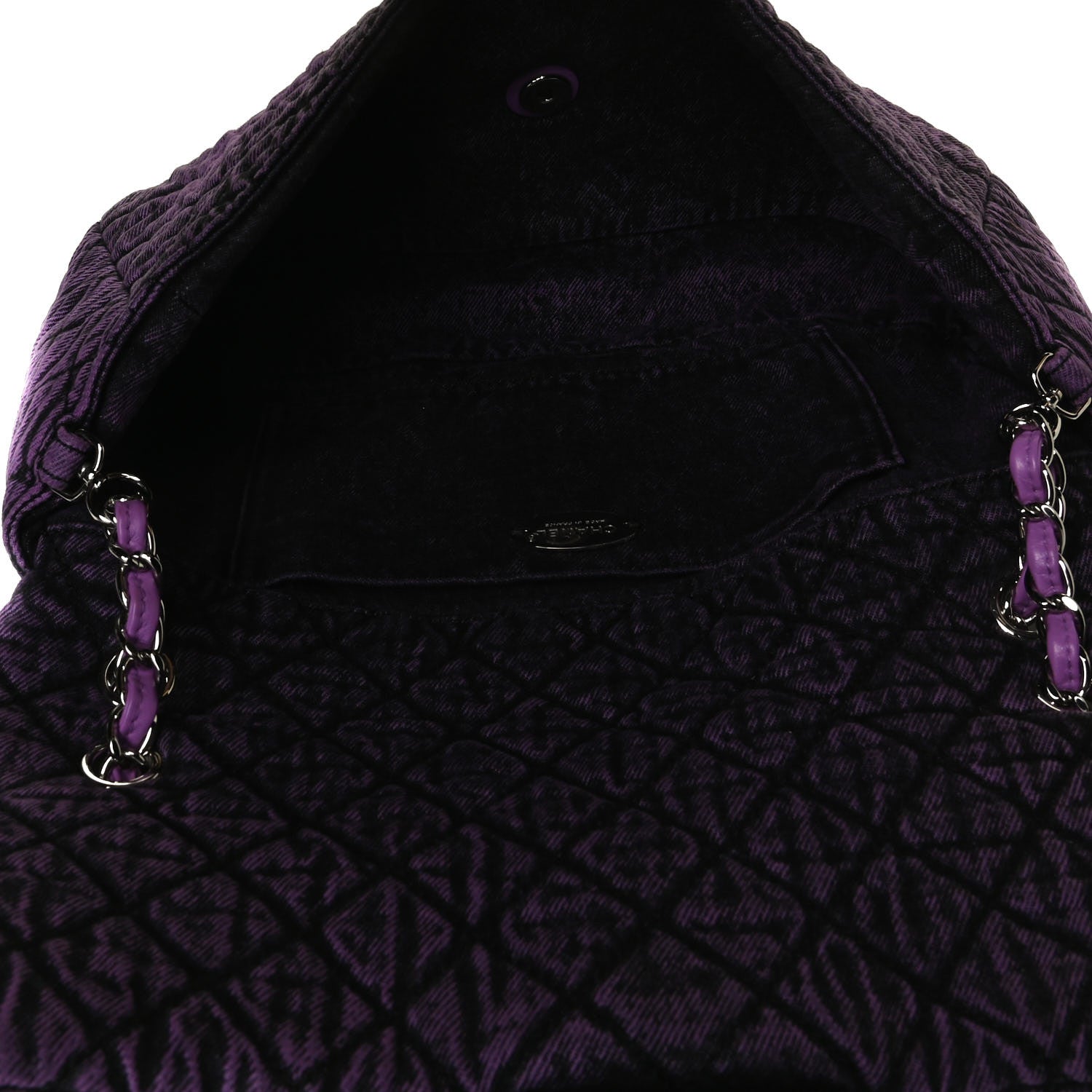 Chanel Denim Quilted Denimpression Flap Purple Black 5 of 11
