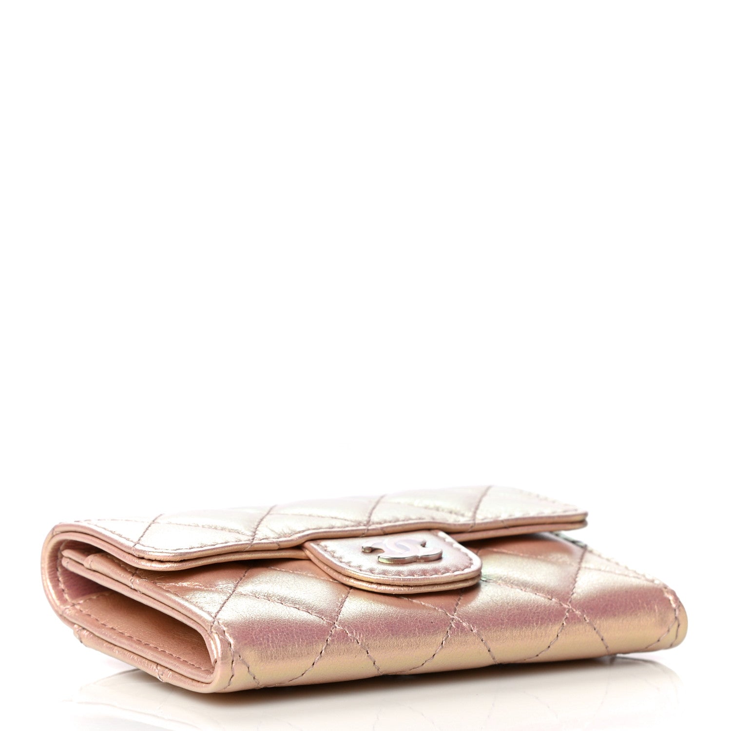 Chanel Iridescent Calfskin Quilted Flap Card Holder Wallet Pink 4 of 18