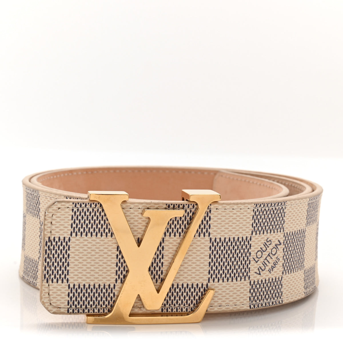 Louis Vuitton Damier Azur Belt with Pink Interior and Gold Buckle Louis Vuitton LV Initials Belt 40 mm 85 cm Damier Azur  main image 3