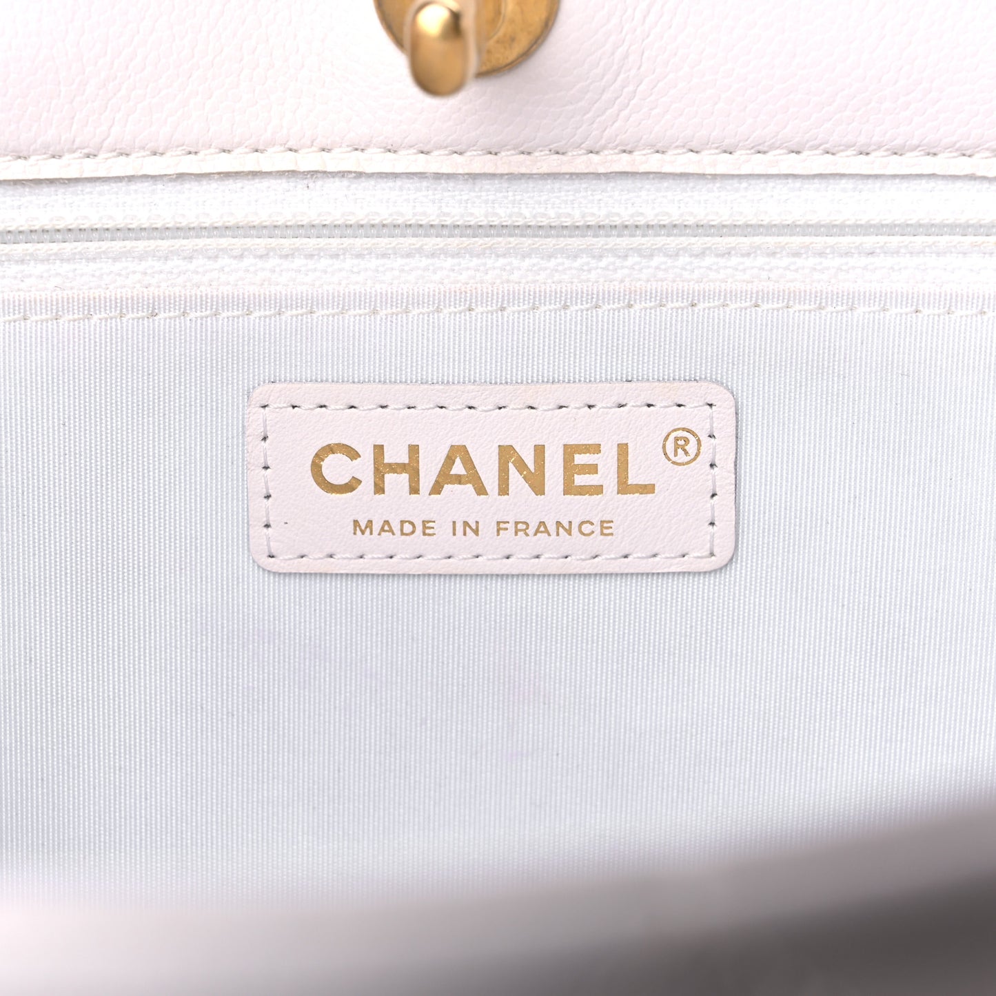 Caviar Quilted Sweet Classic Shopping Tote White