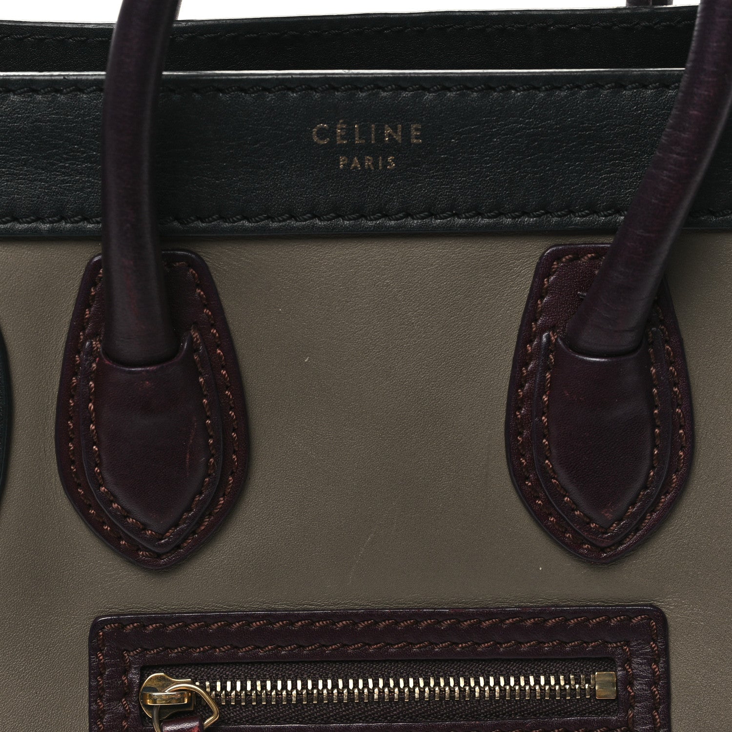 Celine Smooth Drummed Calfskin Nano Tri-Color Luggage Khaki 8 of 13