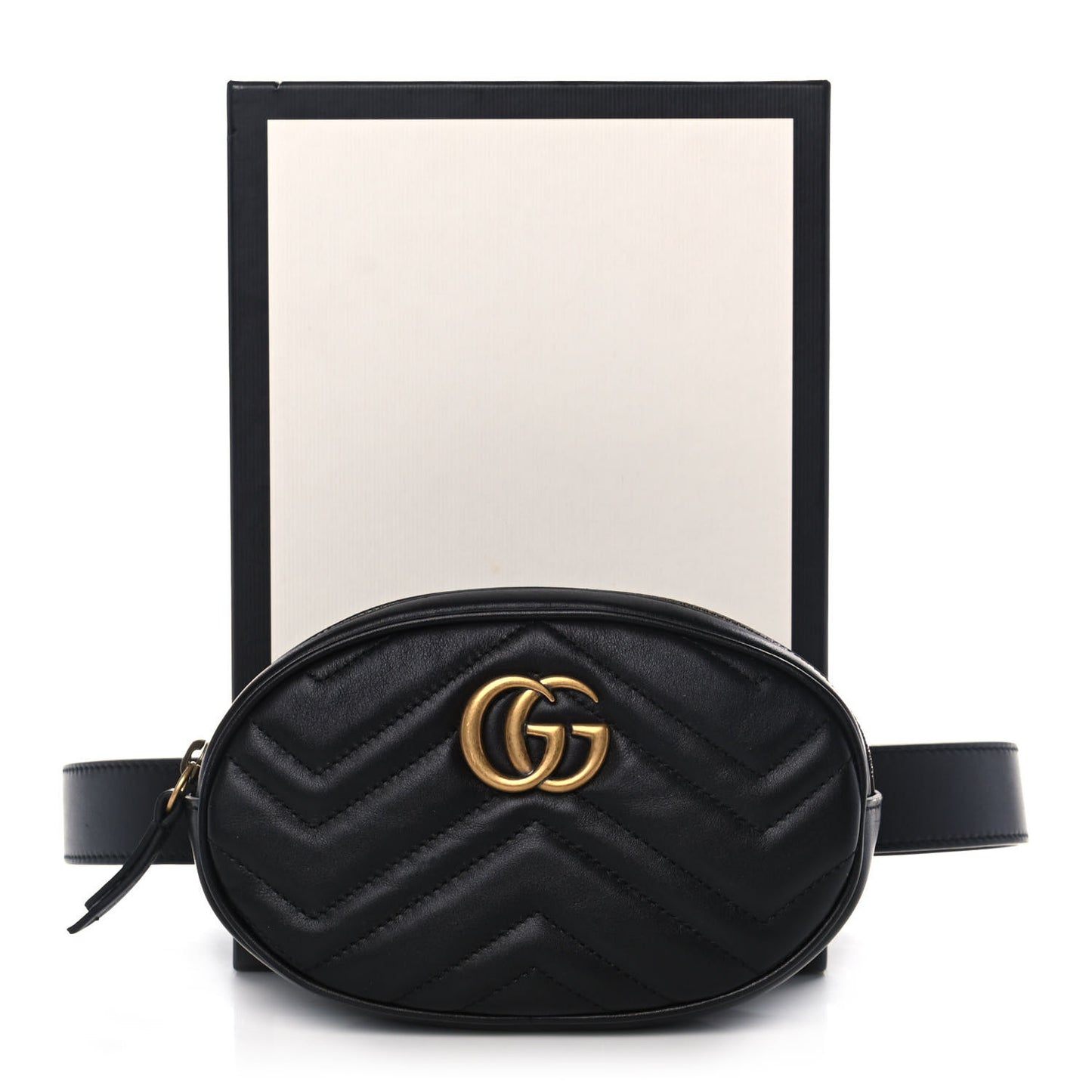Calfskin Matelasse GG Marmont Belt Bag 85 34 Black