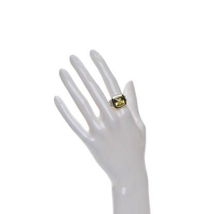 David Yurman Sterling Silver 18K Yellow Gold Peridot 11mm Albion Ring 57 8 2 of 5