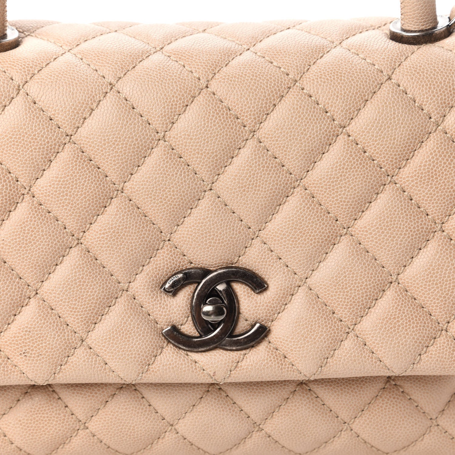 Chanel Caviar Quilted Small Coco Handle Flap Light Beige 10 of 10
