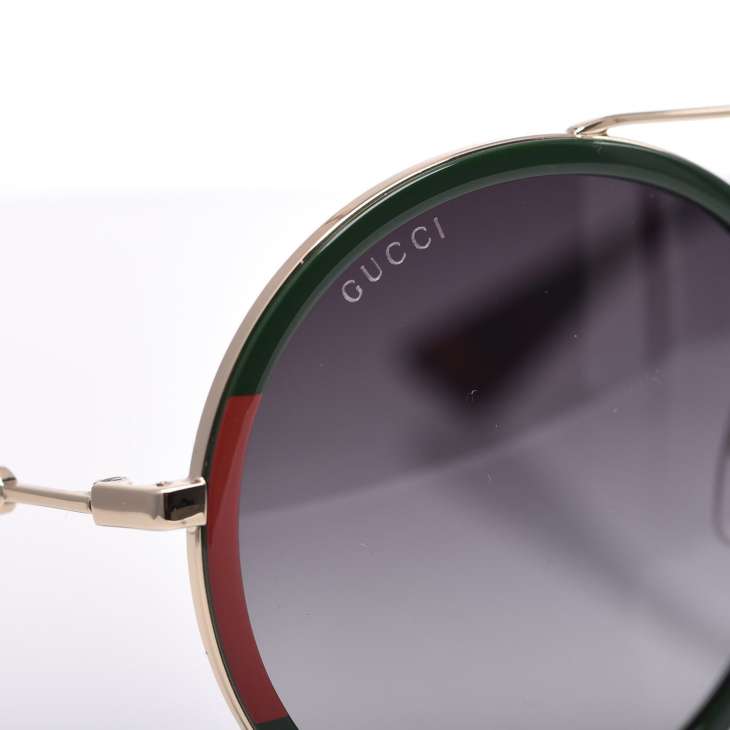 Round Frame Sunglasses GG0061S Gold Green