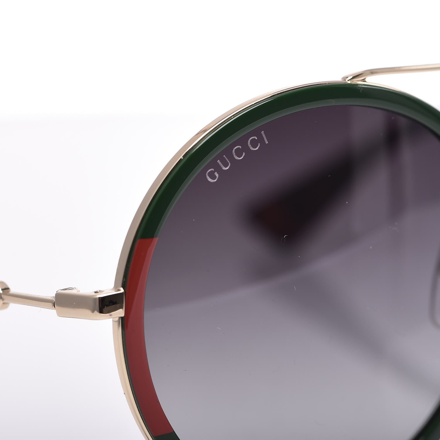 Gucci Round Frame Sunglasses GG0061S Gold Green 7 of 8