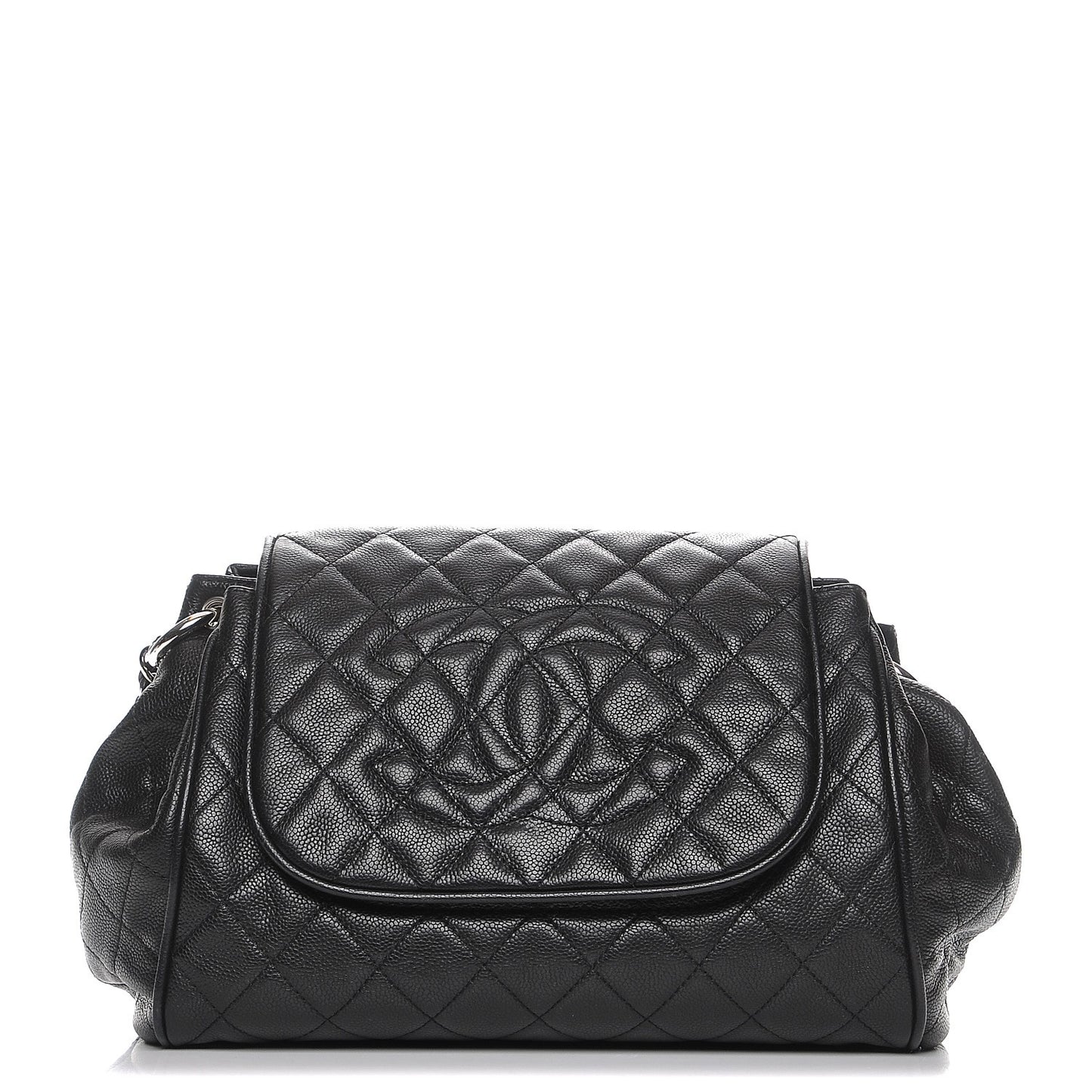 Caviar Quilted Timeless Accordion Flap Black