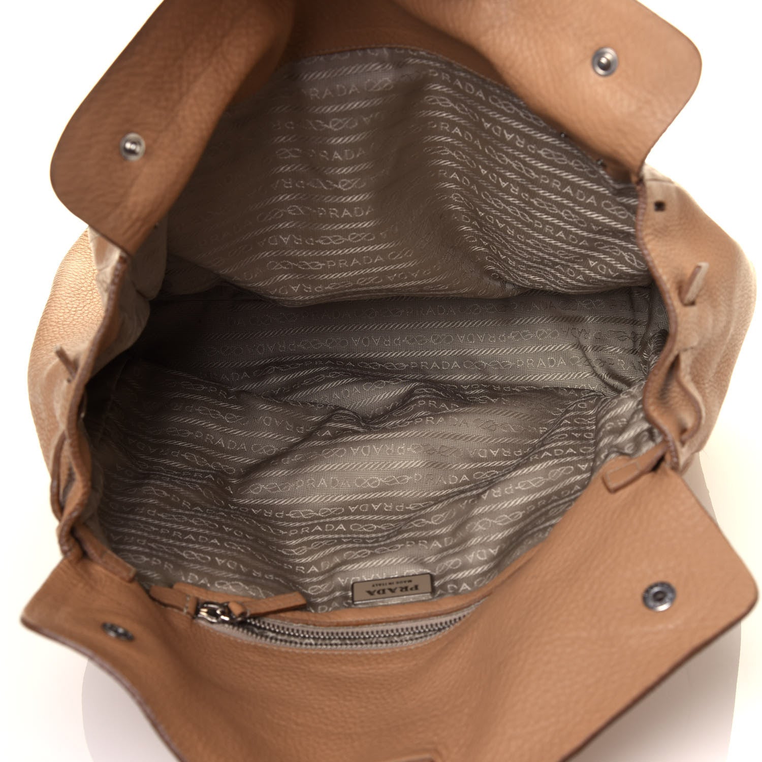 Prada Vitello Daino Easy Foldover Pushlock Tote Sabbia 4 of 10