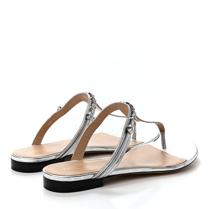 Givenchy Metallic Lizard Embossed Elba Thong Sandals 39.5 Silver 3 of 4