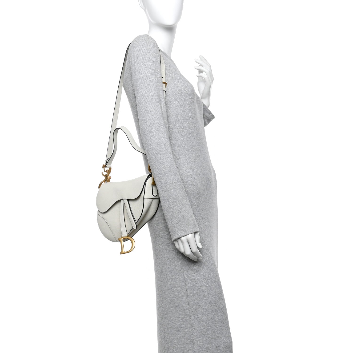 Christian Dior Grained Calfskin Saddle Bag With Strap Latte 2 of 11