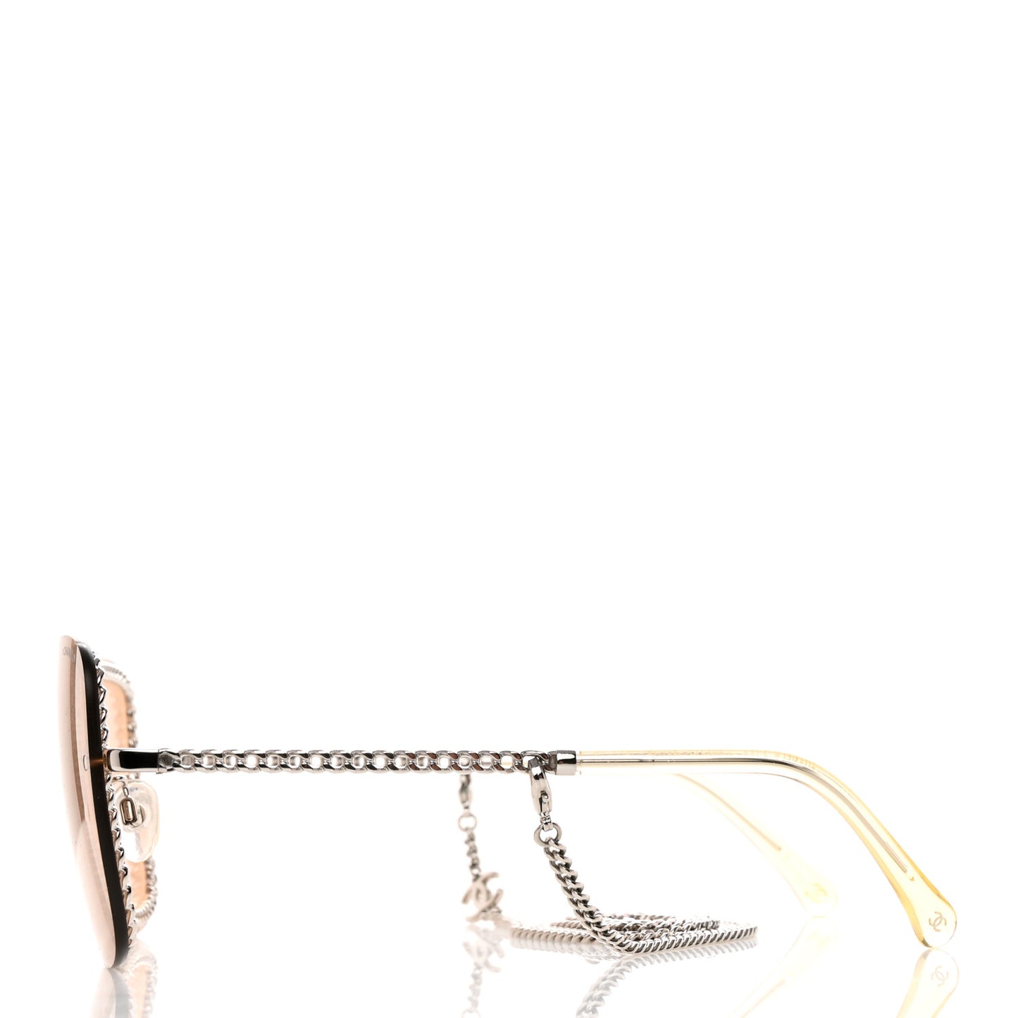 Metal Removable Chain Square Sunglasses 4244 Light Brown