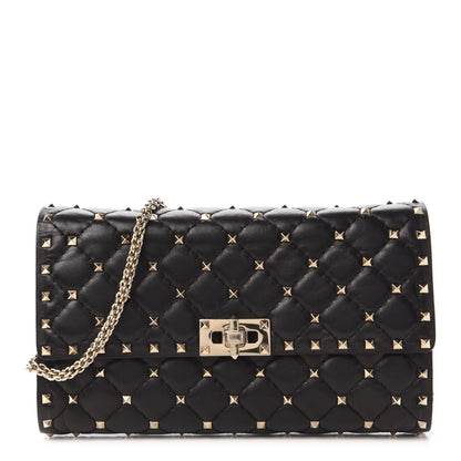 Valentino Garavani Lambskin Rockstud Spike Wallet on Chain Black 1 of 10