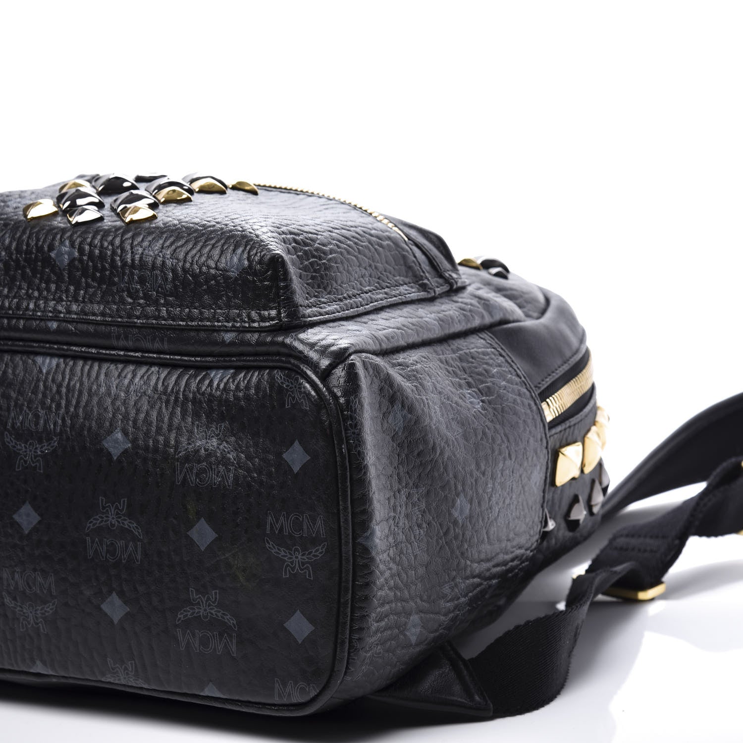MCM Visetos Studded Small Stark Brock Backpack Black 6 of 8