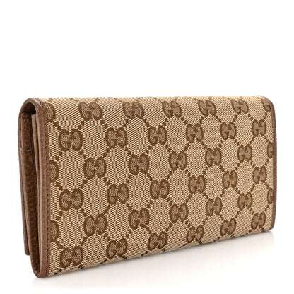 Gucci Monogram Dollar Calfskin Continental Flap Wallet Beige Ebony Tabacco 3 of 7