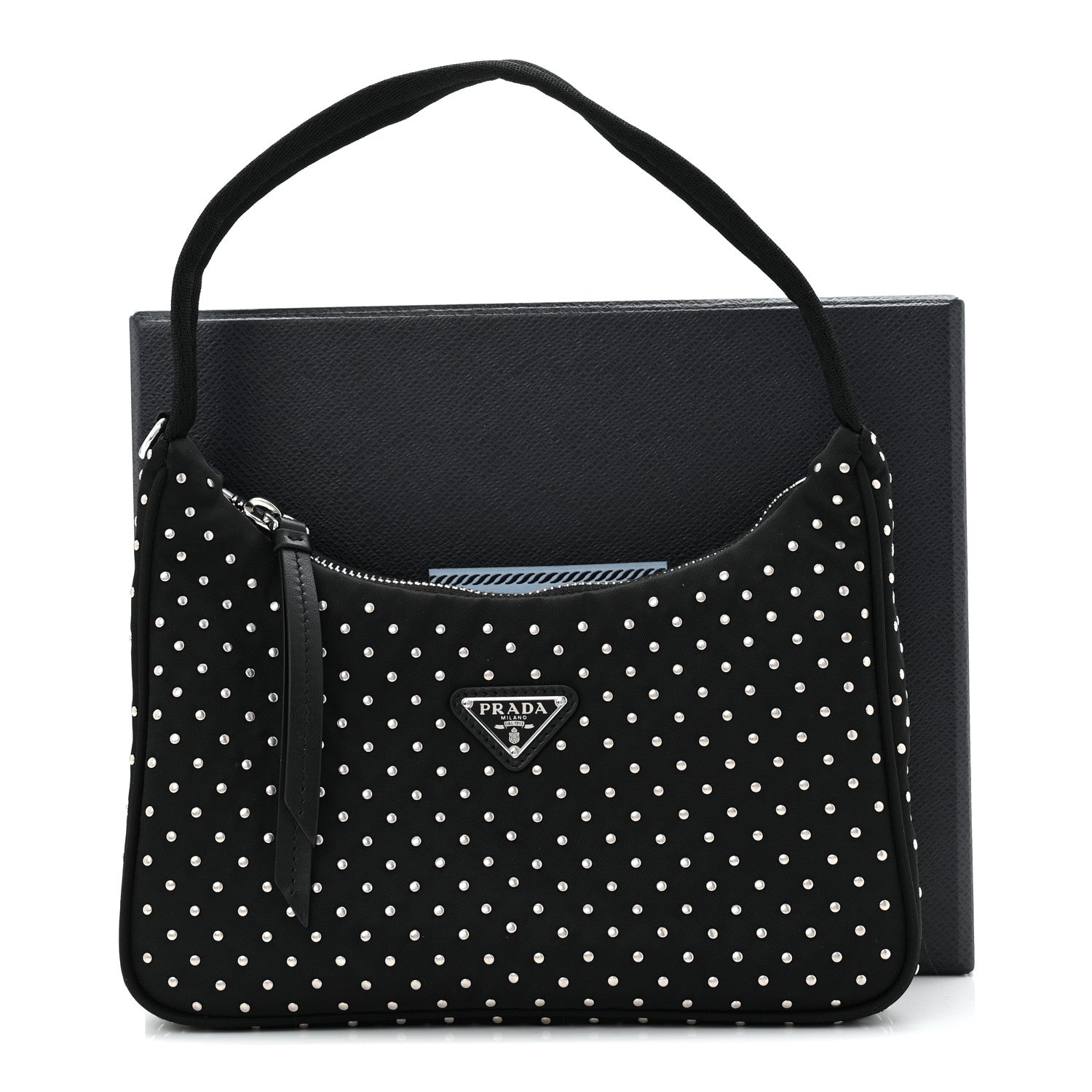 Prada Re-Nylon Vela Studs Mini Re-Edition 2000 Bag Black 1826206