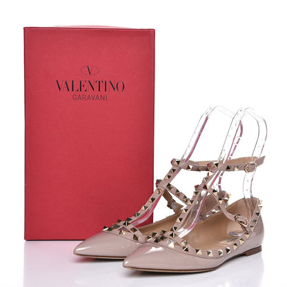 Valentino Garavani Patent Rockstud Cage Ballerina Flats 39 Poudre 14 of 14