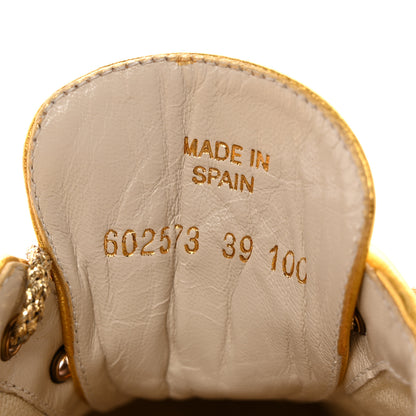 Gucci Metallic Nappa Matelasse GG Pilar Flatform Lace-Up Espadrilles 39 Oro Vecchio 9 of 14