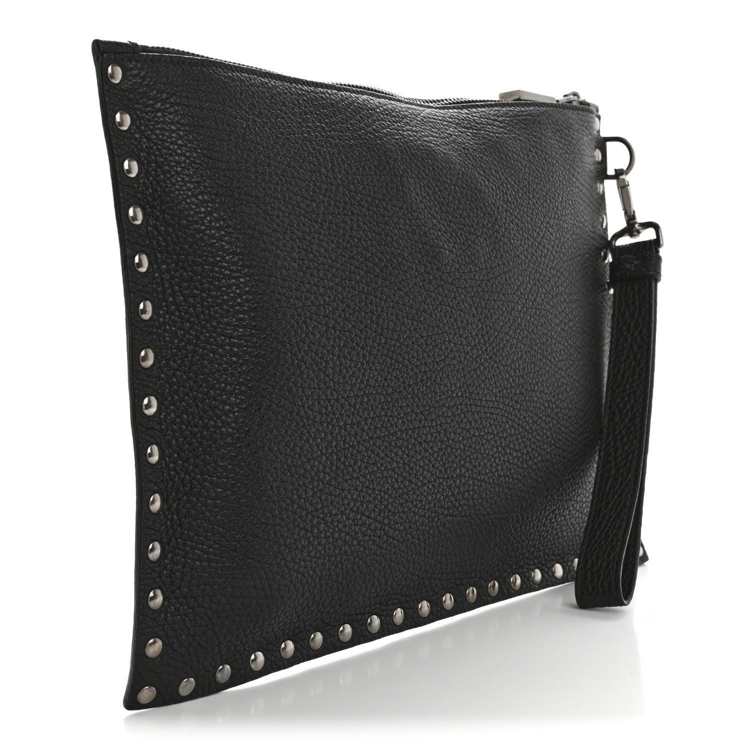 Versace Grained Calfskin Studded Medusa Wristlet Pouch Black 3 of 10