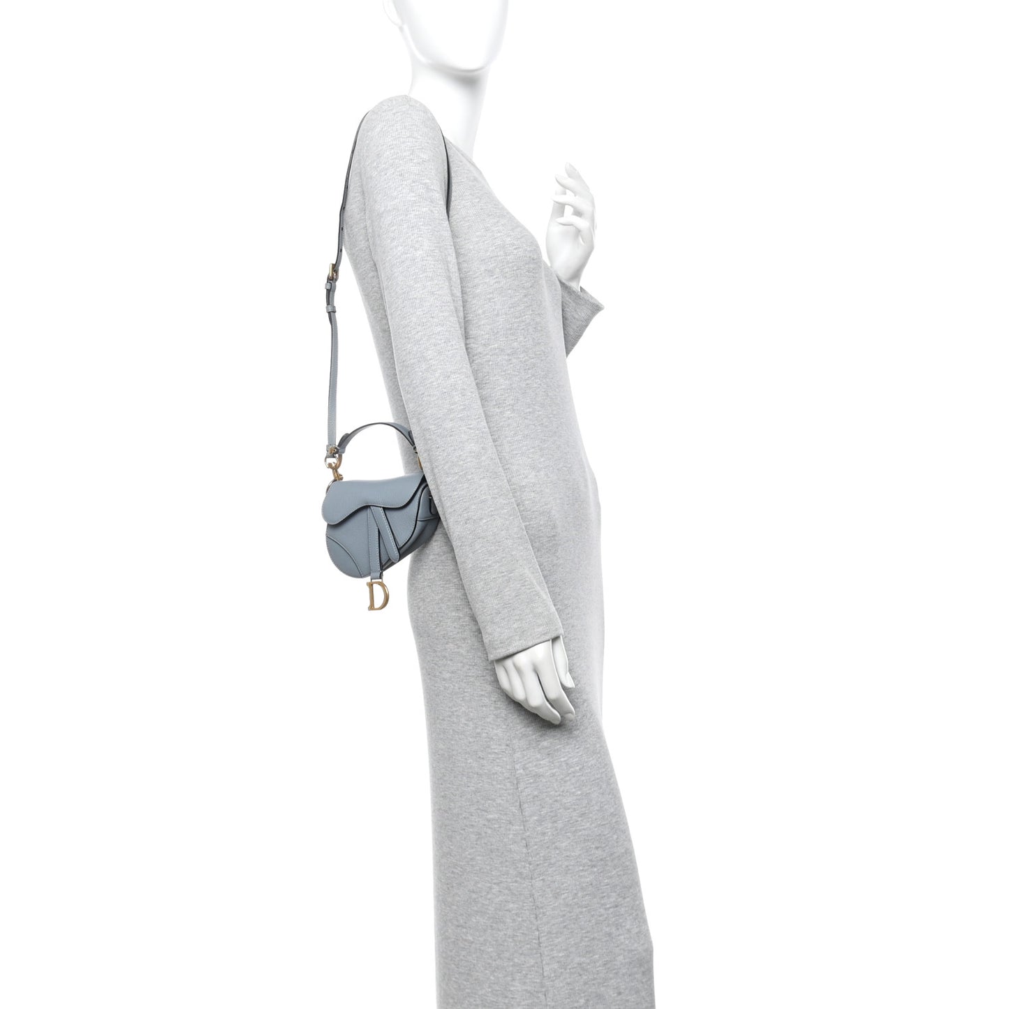 Goatskin Micro Saddle Bag With Strap Cloud Blue