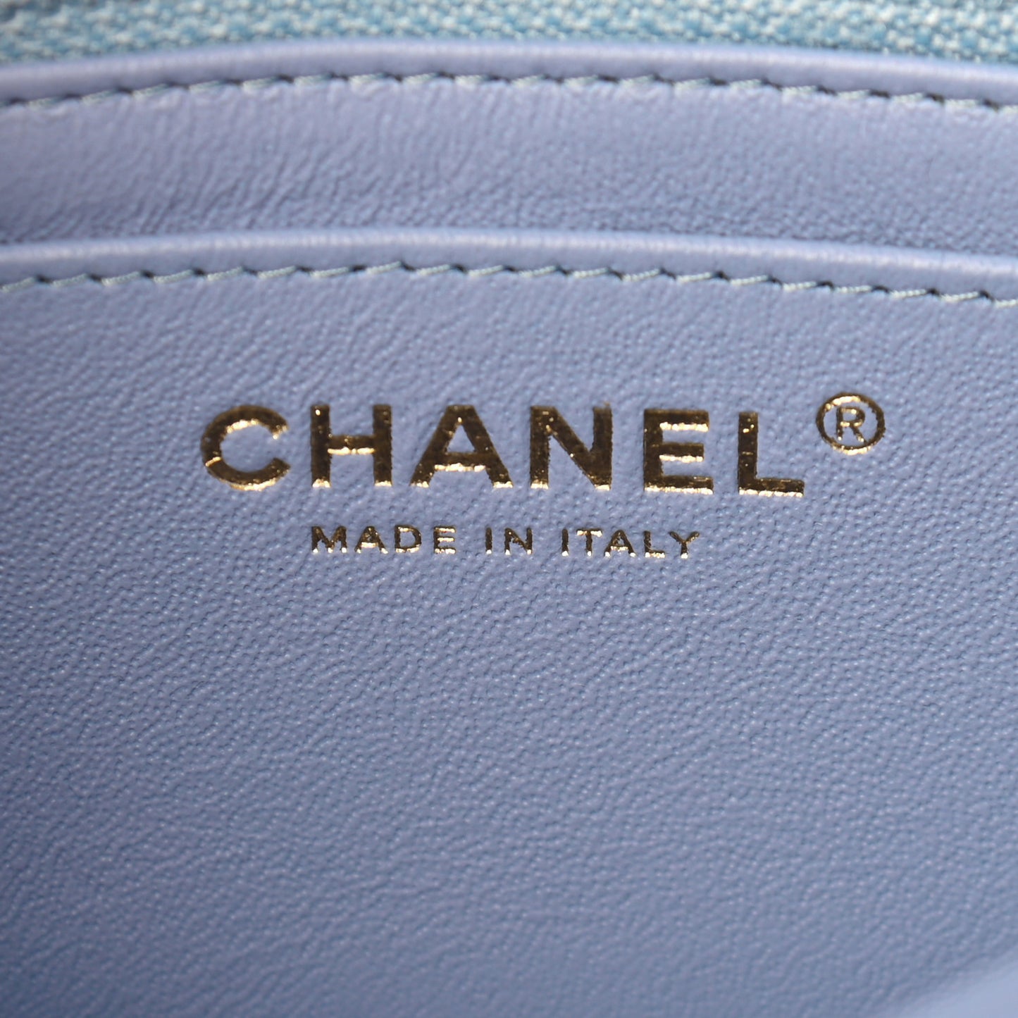 Lambskin Quilted Mini Rectangular Flap Light Blue