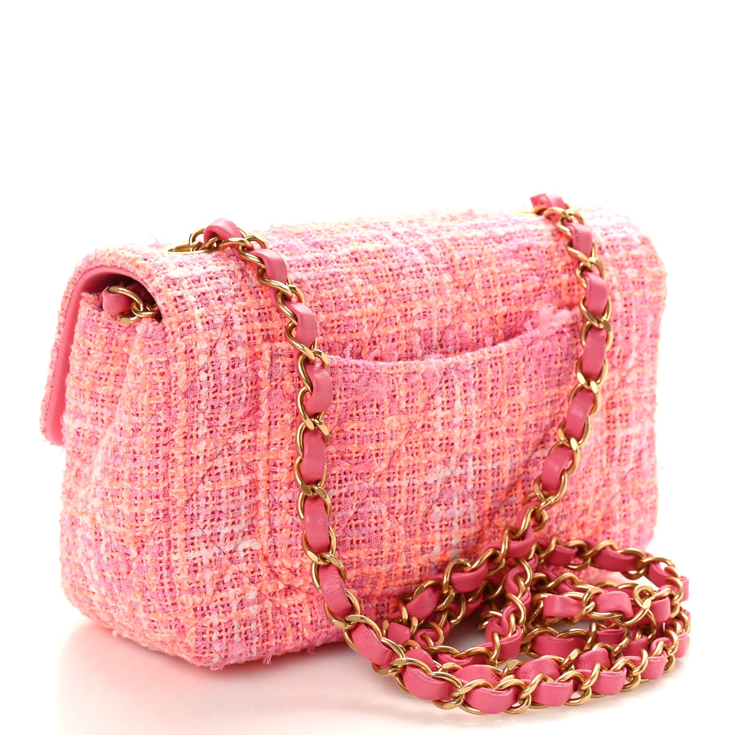 Chanel Tweed Quilted Mini Rectangular Flap Pink Multicolor 3 of 12