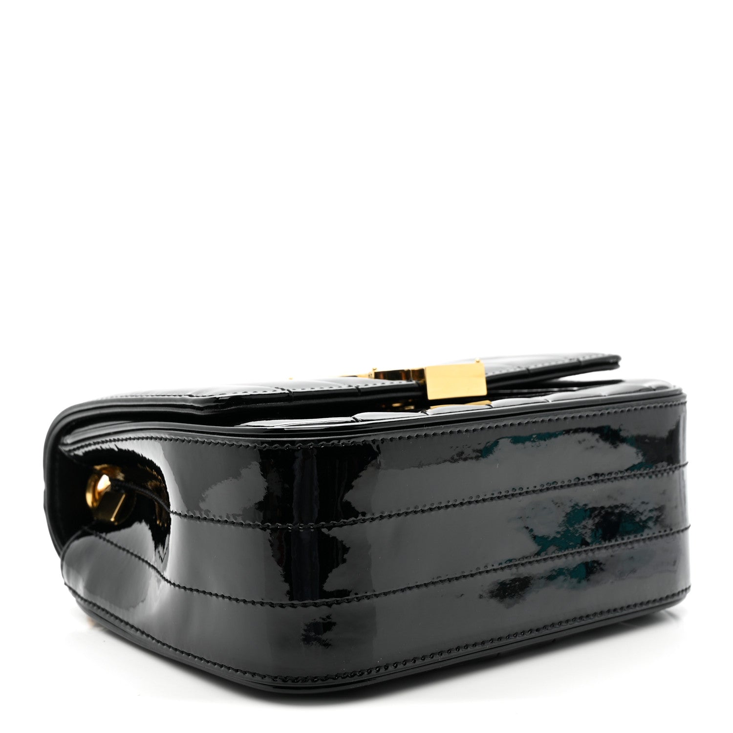 Saint Laurent Patent Calfskin Matelasse Monogram Small Vicky Chain Bag Black 4 of 11