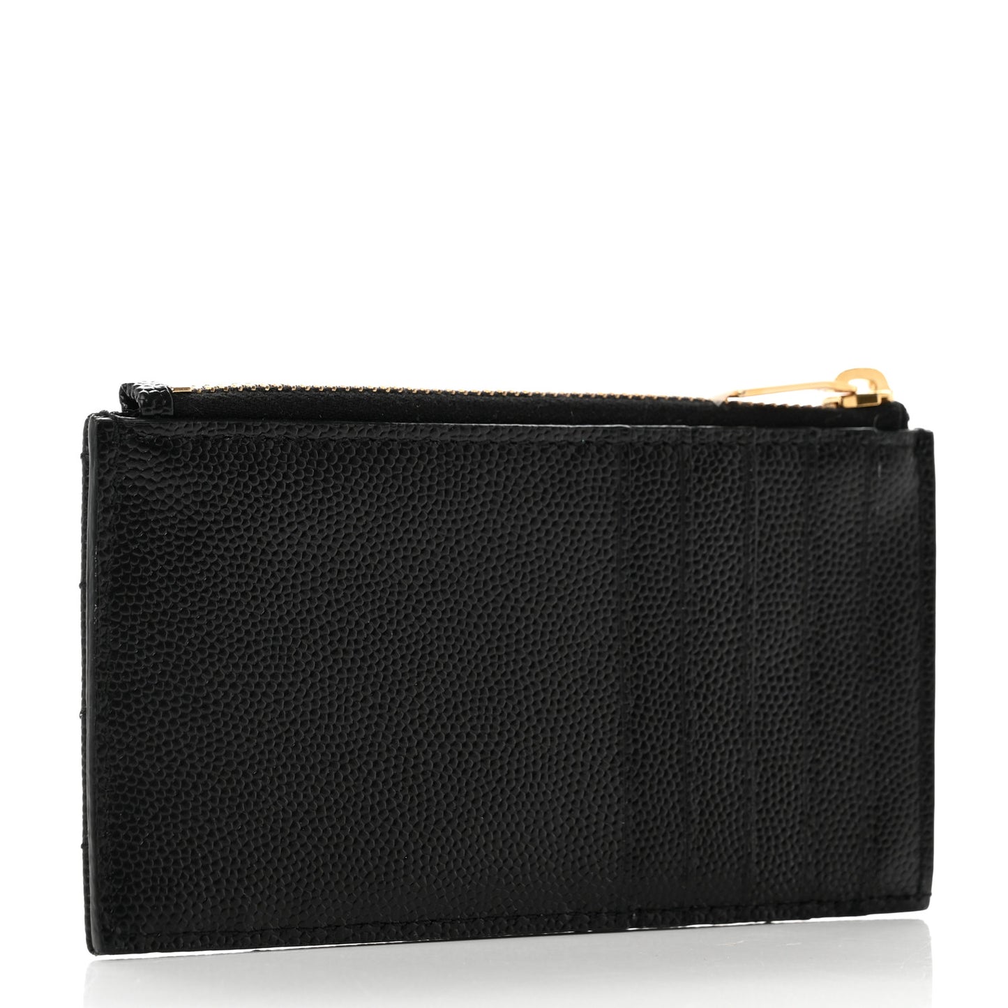 Grain De Poudre Matelasse Chevron Monogram Fragments Zippered Card Case Black